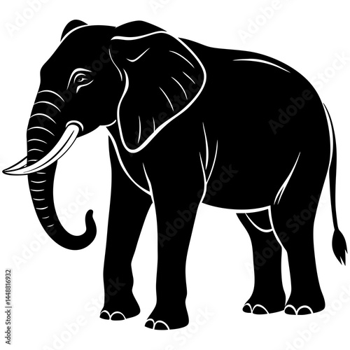 elephant isolated on white silhouette vector illustration