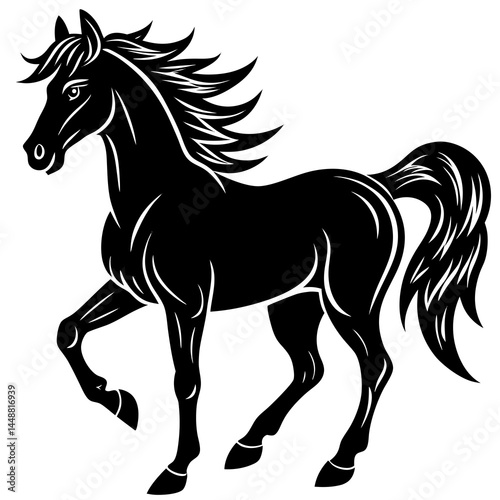 horse isolated on white silhouette vector illustration
