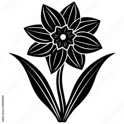 black and white flower silhouette vector illustration