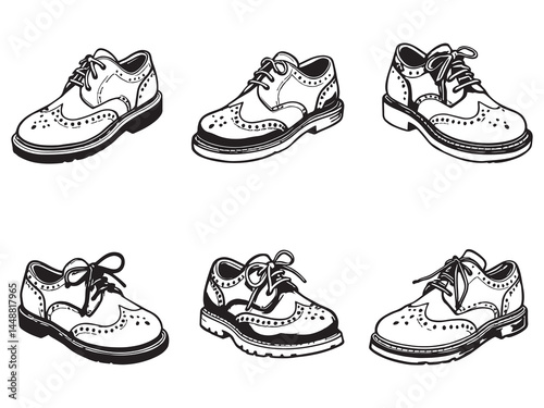 Brogue Shoes Line Art Illustration