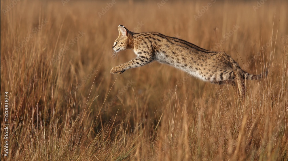 Serval Leap: Hunting in the Savannah Grassland Serval Leap: Hunting in the Savannah Grassland