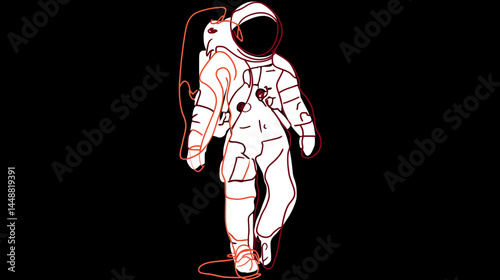 Stylized astronaut, simple lines    - 