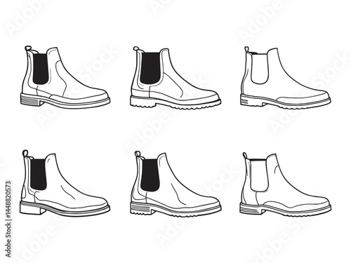 Chelsea Boots Line Art Fashion