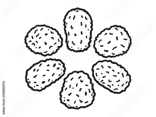 Chicken Nuggets Line Art Illustration