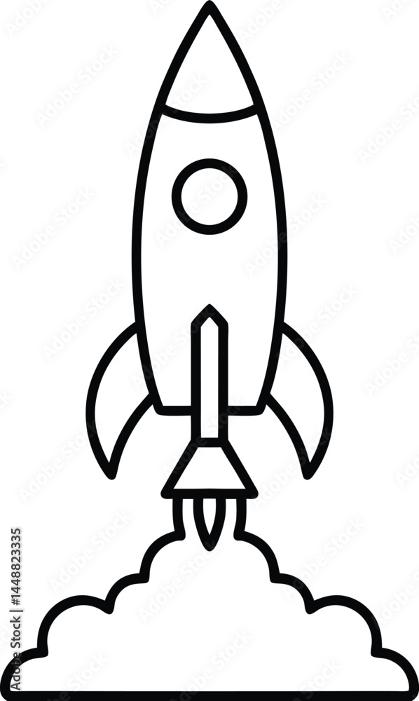 Minimalist Rocket Launch Illustration Minimalist Rocket Launch Illustration