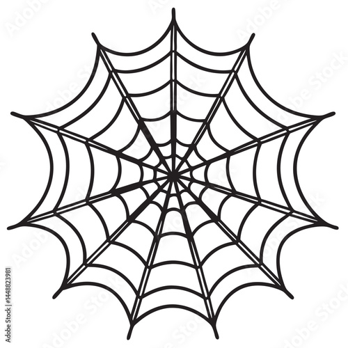 Spiderweb Silhouette: A meticulously crafted spiderweb is displayed against a pristine, creating an eye-catching graphic resource, representing the meticulous art of nature's construction.