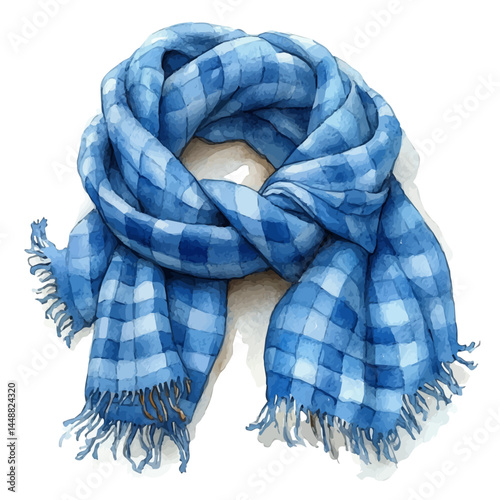 Cashmere Scarf With A Houndstooth Pattern, watercolor vector, isolated on a white background.