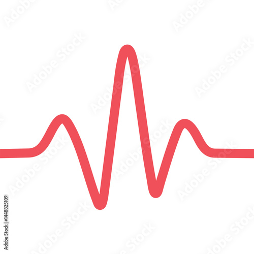 Red color line art heart rate icon vector illustration. Red Heart Rate Waveform on a White Background.