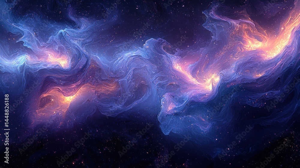 Obraz premium Abstract Space Nebula Background with Stars and Cosmic Clouds
