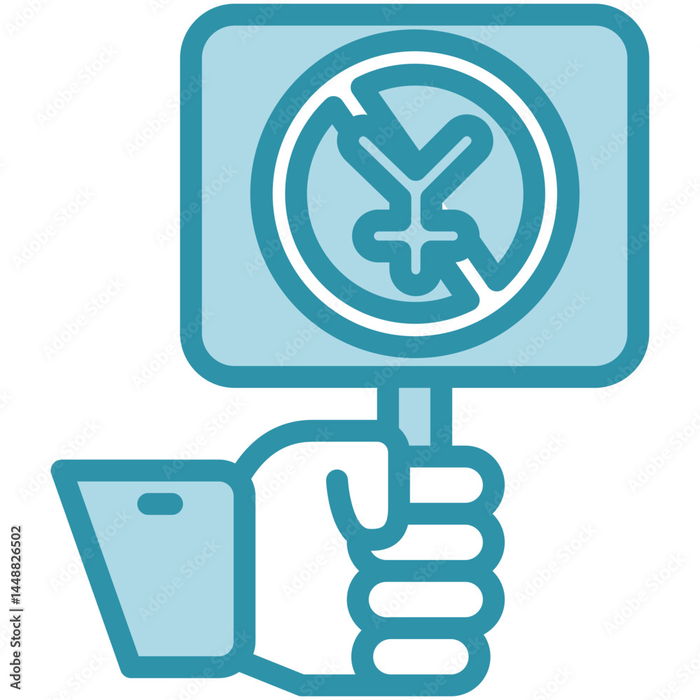 Boycott Action mini illustration dual tone color icon, use for trade wars, economy, business, finance, economic competition, UI, UX kit, app and web development, digital or print.