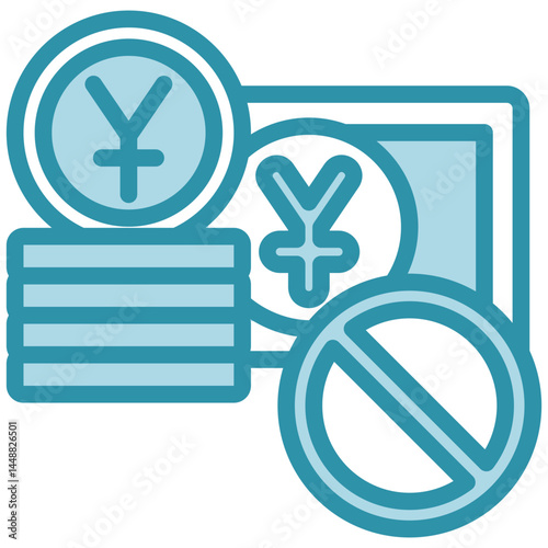 Boycott Action mini illustration dual tone color icon, use for trade wars, economy, business, finance, economic competition, UI, UX kit, app and web development, digital or print.