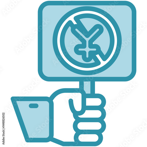 Boycott Action mini illustration dual tone color icon, use for trade wars, economy, business, finance, economic competition, UI, UX kit, app and web development, digital or print.