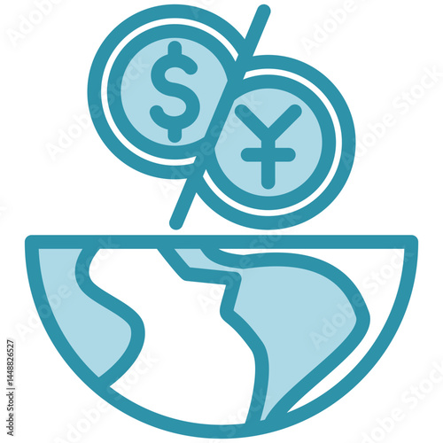 Conflict Zone mini illustration dual tone color icon, use for trade wars, economy, business, finance, economic competition, UI, UX kit, app and web development, digital or print.