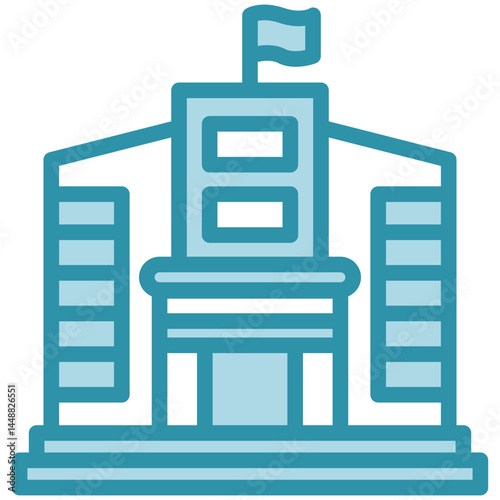 Consulate Office mini illustration dual tone color icon, use for trade wars, economy, business, finance, economic competition, UI, UX kit, app and web development, digital or print.