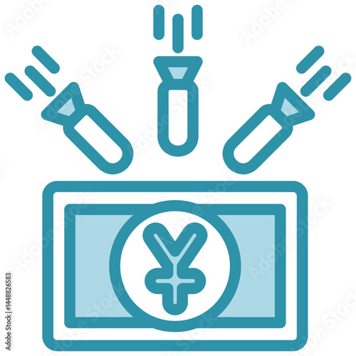 Embargo mini illustration dual tone color icon, use for trade wars, economy, business, finance, economic competition, UI, UX kit, app and web development, digital or print.
