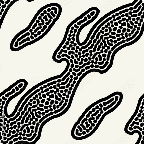 Vector seamless grainy pattern. Abstract background with freeform camouflage diagonal spots. Tiny rough organic spots. Monochrome natural texture.
