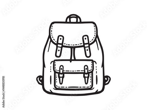 Leather Backpack Outline Illustration