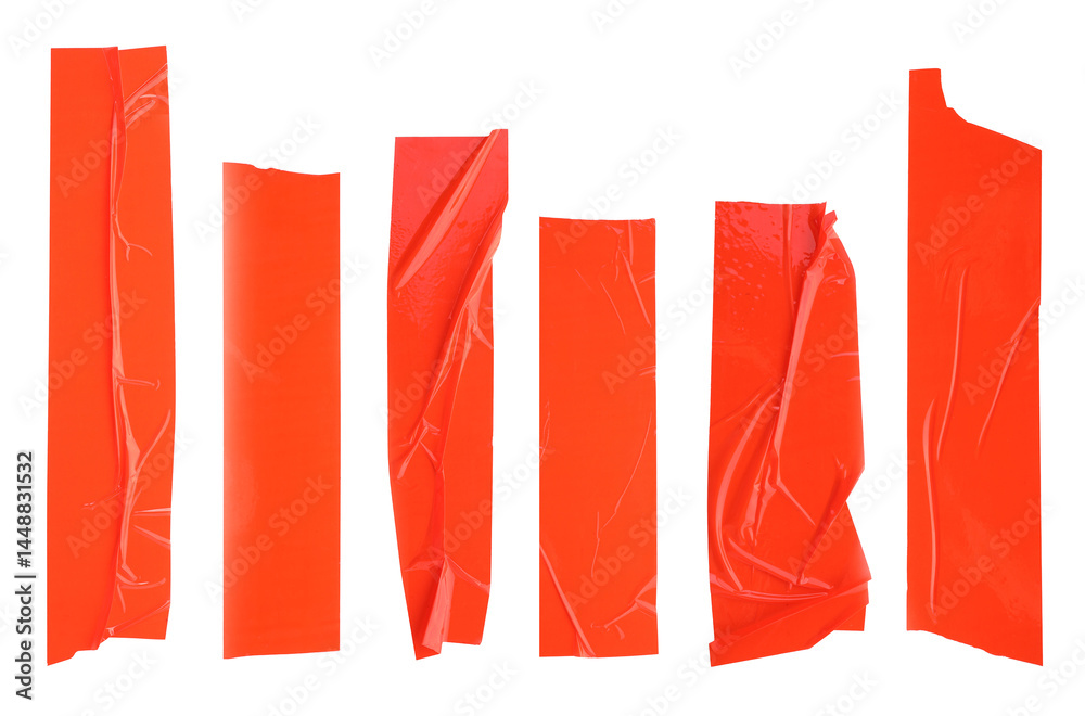 Adhesive tape pieces isolated on white, set Adhesive tape pieces isolated on white, set