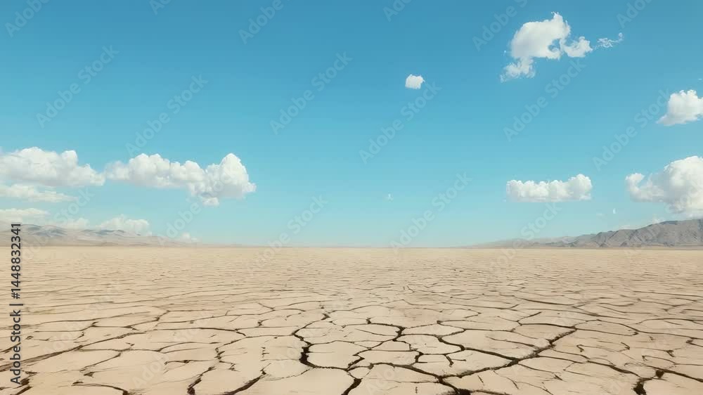 A black ball is sitting on a desert landscape