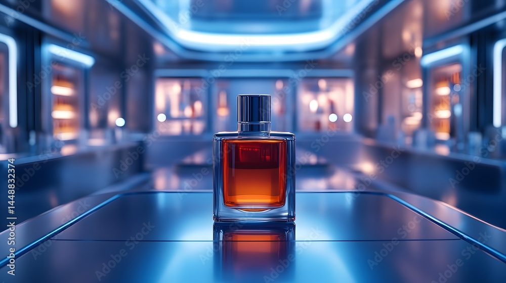 Mockup Mock up Perfume Bottle on Shiny Surface Mockup Mock up Perfume Bottle on Shiny Surface
