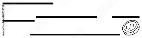 Rectangular bank check pattern with horizontal lines and a dollar coin, emphasizing currency and finance. Ideal for banking, transactions, payments, wealth, financial services, accounting, currency