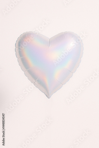 Obraz na płótnie Iridescent Heart Balloon on Soft Background — Minimal Love Symbol with Rainbow Shine w salonie