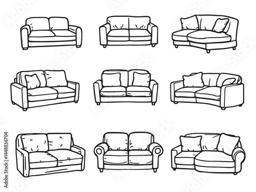 Modern Sectional Couch Drawing