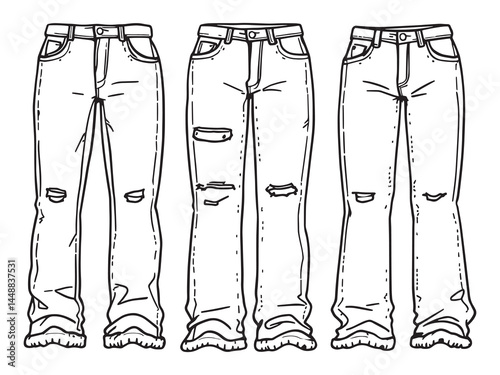 Slim Fit Jeans Vector Outline