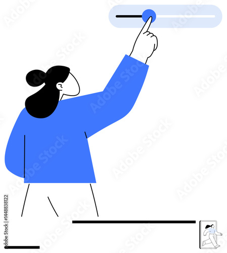Individual using a slider to make adjustments, showcasing simplicity and functionality. Ideal for customization, user interface, control settings, personalization, technology, UX design