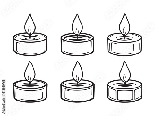 Tealight Candle Simple Line Drawing