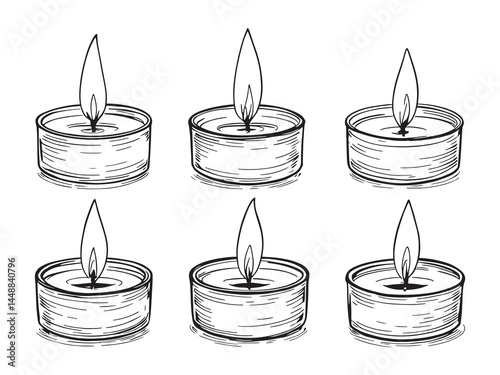 Tealight Candle Outline Illustration