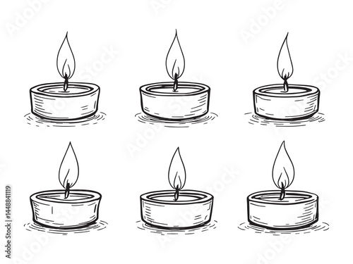 Tealight Candle Minimal Line Art