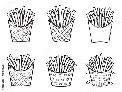 Waffle Fries Hand Drawn Vector