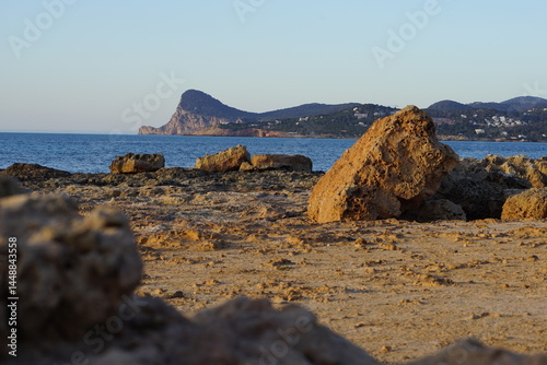 view on sant antoni de portmany, Sant Josep de sa Talaia, Illes Balears, Spain, Ibiza, sunset, beach, sea, port d'es torrent, village, april 2025