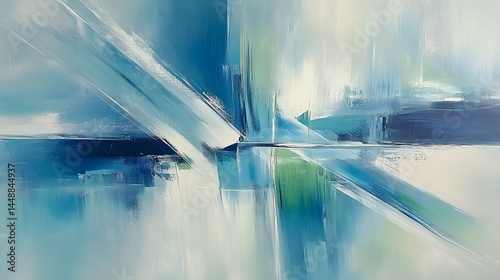 Abstract Blue Green Modern Art Painting Canvas Texture
