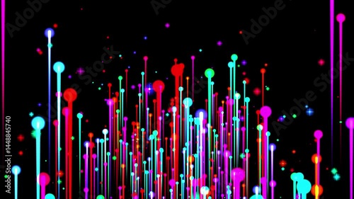Colorful comets pillar along various colorful stars.