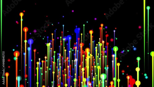 Colorful comets pillar along various colorful stars.