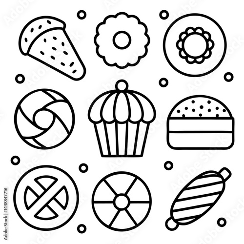 Bakery Items Vector Icon Set