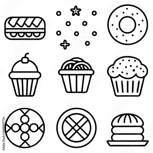 Bakery Items Vector Icon Set