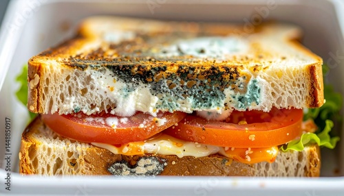 Macro Mold on Abandoned Sandwich Inside Lunchbox