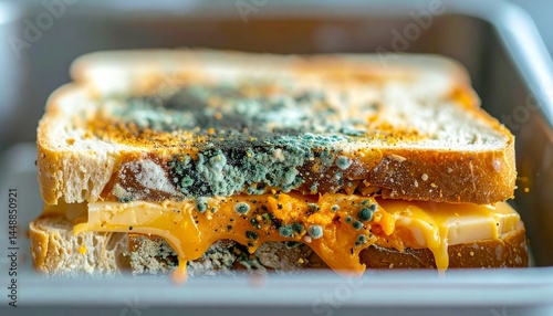 Macro Mold on Abandoned Sandwich Inside Lunchbox
