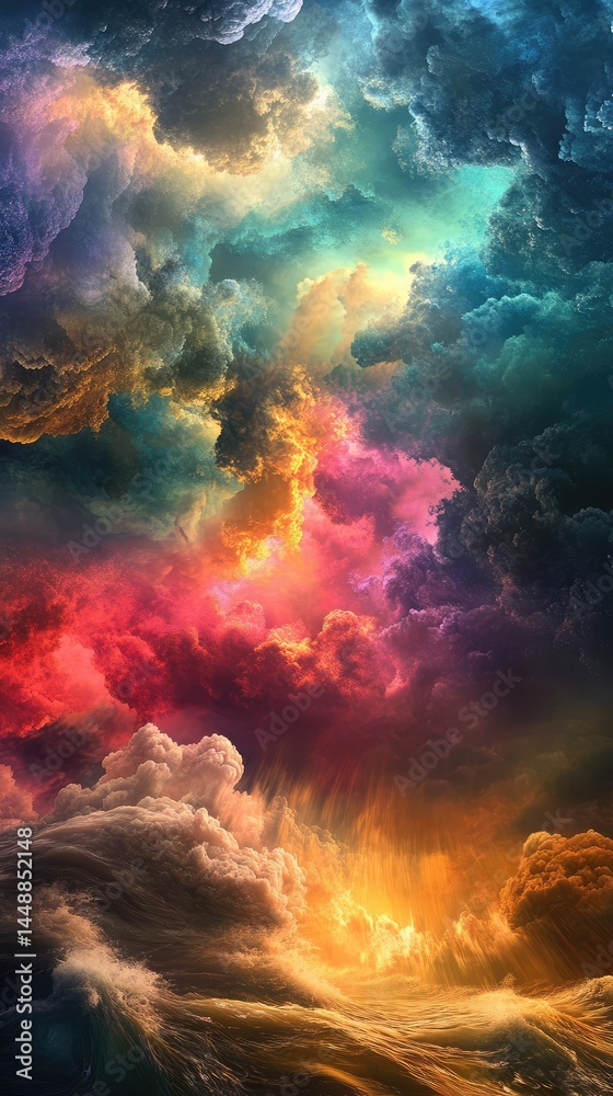 Fototapeta premium A colorful sky with clouds of different colors
