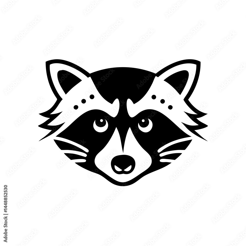 Fototapeta premium Lovely raccoon head icon with in a minimalist style