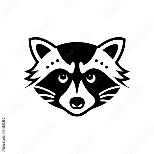 Lovely raccoon head icon with in a minimalist style