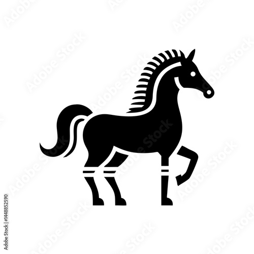 Stylish horse icon in a dynamic pose with a minimalist design