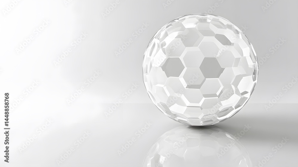 Abstract White Hexagon Sphere 3D Render Geometric Abstract White Hexagon Sphere 3D Render Geometric