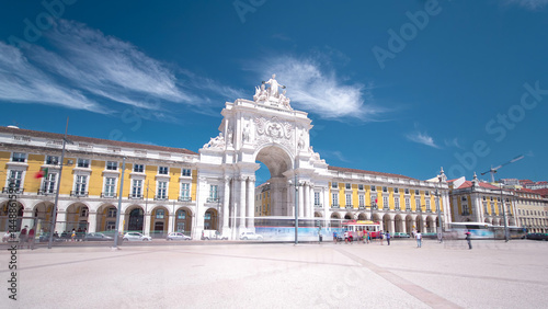 Commerce Square in downtown Lisbon, one of the largest squares in Europe timelapse hyperlapse