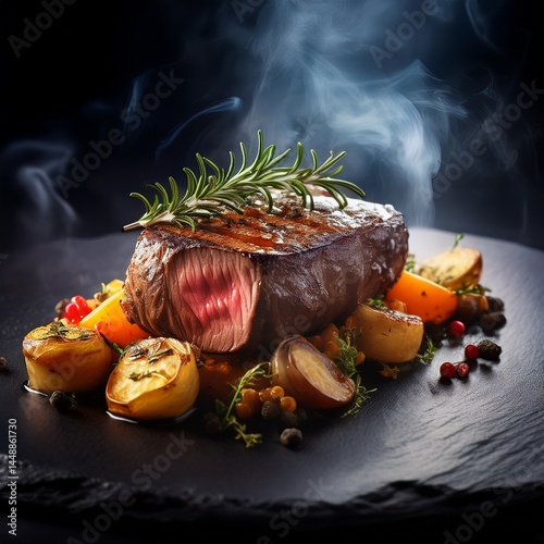 Signature Dish in Schieferplatte mit Rauch