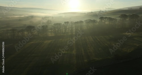 Misty hills in Yorkshire Dales