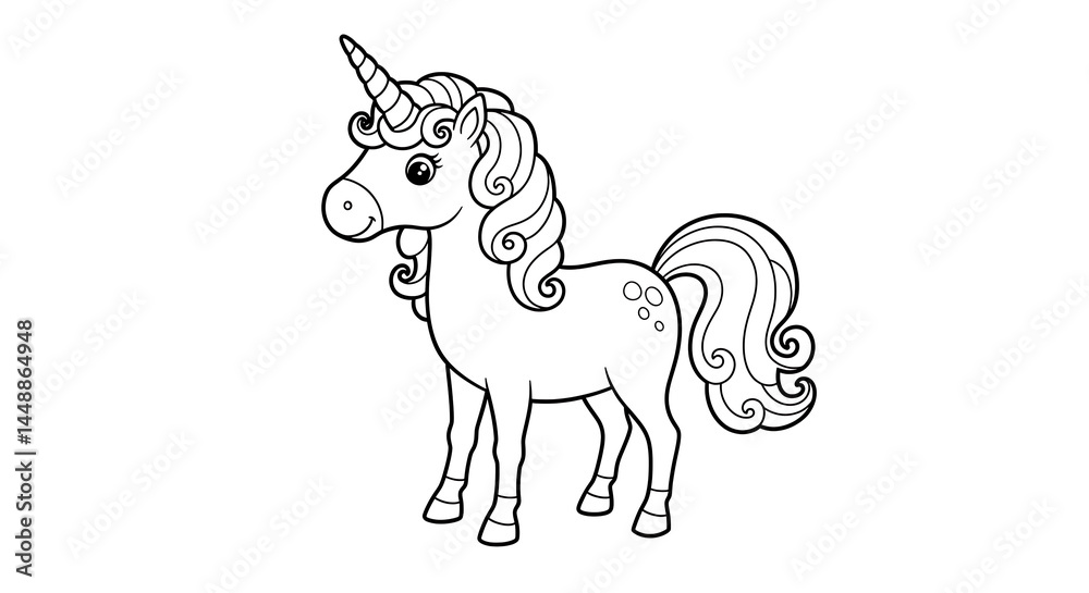 Fototapeta premium Unicorn Coloring Page – Magical Line Art for Dreamers